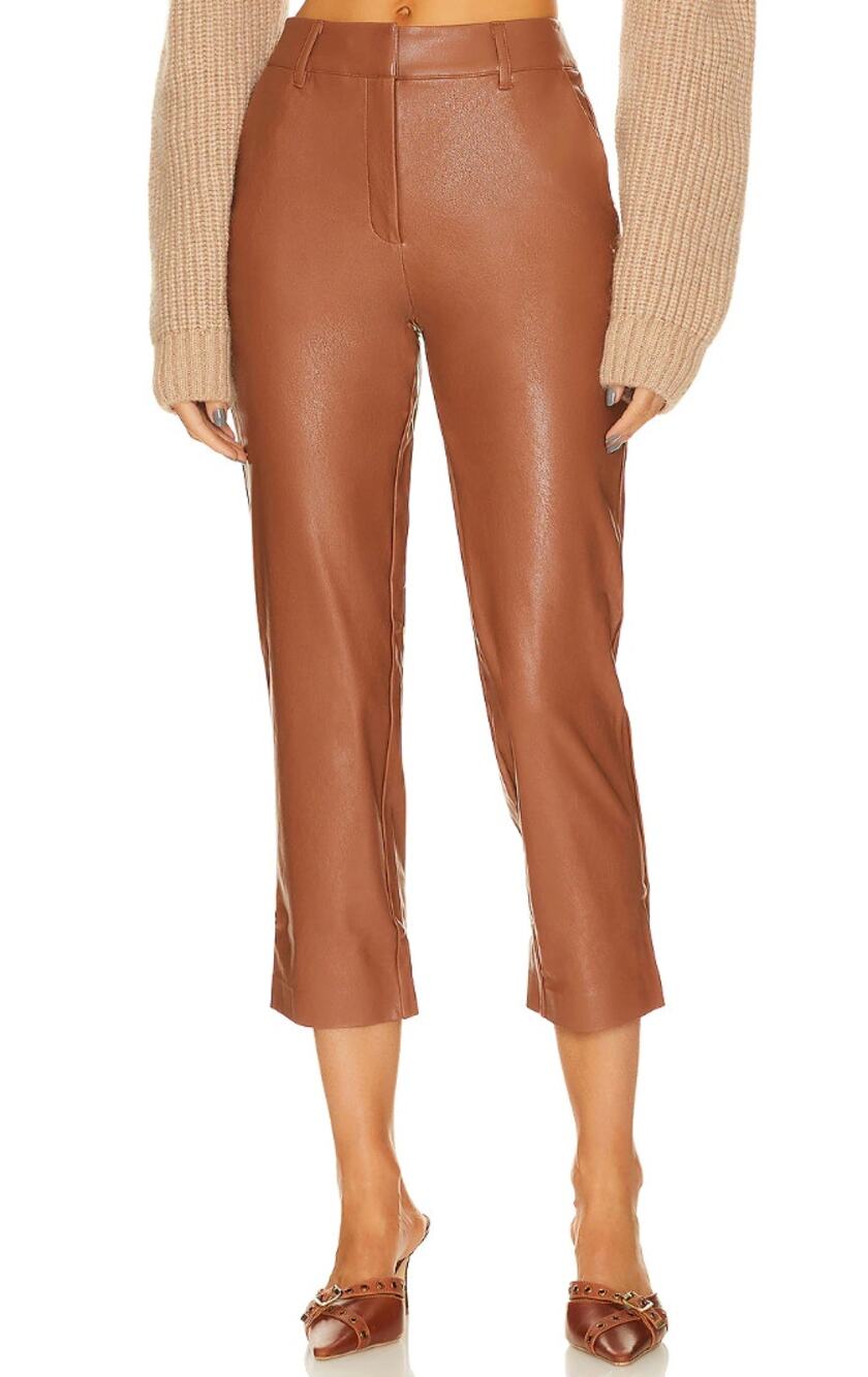 Commando Faux Leather Trousers Pants Straight High Waist Cocoa Pockets Medium